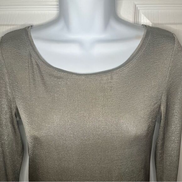Alice + Olivia Champagne Silver Tabitha Bodycon Mini Dress Long Sleeve Shimmer S - Picture 4 of 10
